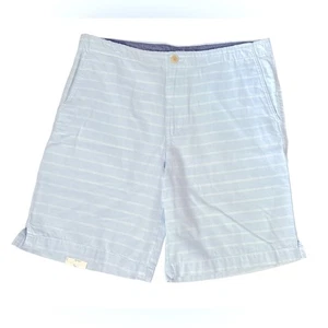 NWT Izod Saltwater Light Blue Striped Flat Front Chino Shorts, Size 34, Casual - Picture 1 of 4