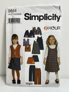 Uncut Simplicity 9854 Sewing Pattern Girls Pants Skirt Jumper Jacket Sz 2-6X - Picture 1 of 4