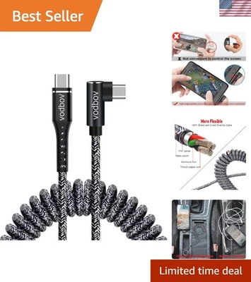 Гибкий спиральный кабель USB-C 2-8 футов - бесшовная зарядка для Samsung и Macbook - Изображение 1 из 4