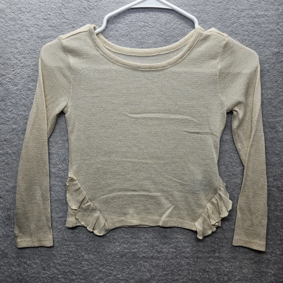 Route 66 девочка размер 6/6 x вязаный круглый вырез длинным рукавом свитер оборки талии бежевый  - Изображение 1 из 4