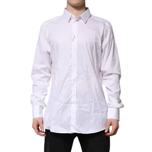 DOLCE & GABBANA Shirt White Cotton GOLD Long Sleeves Formal 39/US15.5/S 570usd - Picture 1 of 7