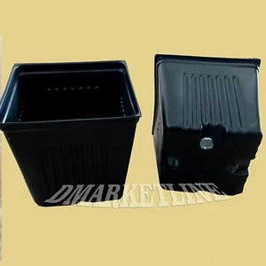100 Qty 4" Sq Durable Lightweight Flexible Nursery Gage Dura Pots Plants Seeds - Picture 1 of 3
