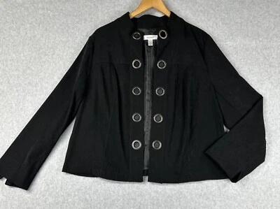 Chaqueta para mujer Dressbarn negra forrada de gamuza abierta con ojales (14/16) Foto 1 de 4