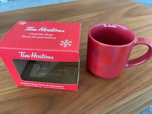 Tim Hortons Mug Holiday Snowflakes 2021. Red Christmas Ceramic Coffee Cup. - Picture 1 of 2