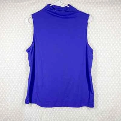 Athleta Women Tank Top Sz M Purple Blue Outbound Mock Neck Cotton Blend Active - Image 1 of 4