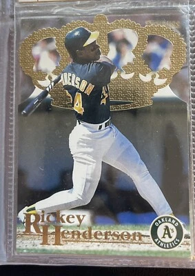 1996 Pacific Crown Collection Gold Crown Die-Cuts Rickey Henderson #DC-9 RARE SP - Image 1 of 2