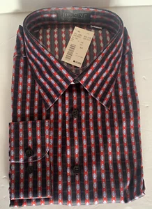 BERNINI BEVERLY HILLS ITALY LONG SLEEVE SILK BLACK/RED SHIRT SIZE XXL $595 R3-O3 - Picture 1 of 5