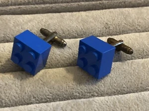 Men's Boy’s LEGO Pair Pale Blue silver tone Square Brick Block Cufflinks T-Bar - Picture 1 of 2