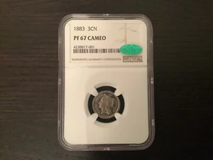 Extremely Rare!.....1883 US 3 CENT COIN NGC PR 67 CAMEO..*CAC SEAL*!!! - Picture 1 of 2