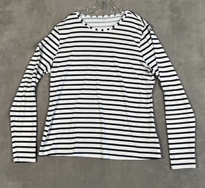 Land's End Girls Nylon Long Sleeve Top, Size M (10-12) Blue/White Stripe - Picture 1 of 5