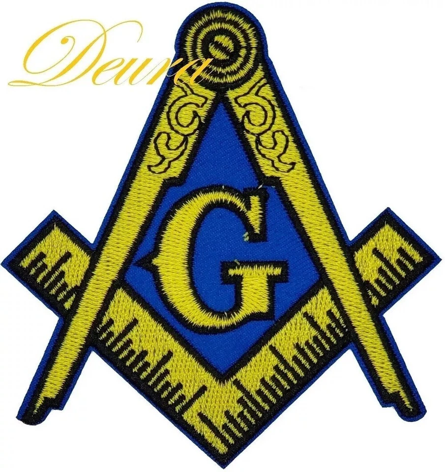 Masonic 3" Gold EMBROIDERED Sew-On Only Patch Freemason Square Compass Mason - Image 1 of 1