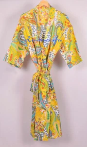 New Cotton Kimono Paisley Printed Beach Robe Sleepwear Lightweight Dressing Gown - Picture 1 of 4