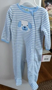 NUEVO CON ETIQUETAS Little Me AZUL RAYAS PERRO CACHORRO FOOTIE Una Pieza * Cremallera * 9 MESES - Imagen 1 de 3