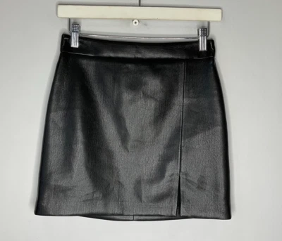 Aritzia Wilfred Patio Mini Skirt Women Size 4 Black High-waisted Vegan Leather - Image 1 of 4