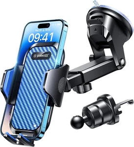 VANMASS BEST Car Phone Holder [Upgraded Suction & Clip] Rotatable Universal Mobi - Picture 1 of 7