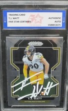Tj Watt Signed/autograph Authenticated Steelers Card Five Star Grading Co...
