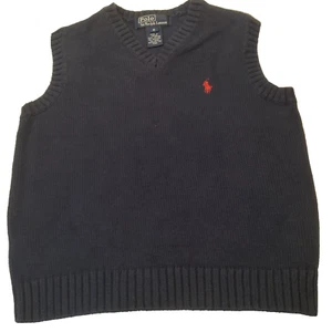 Polo Ralph Lauren Sweater Vest Youth Boys 6 Navy Blue Red Pony Preppy Japan - Picture 1 of 5