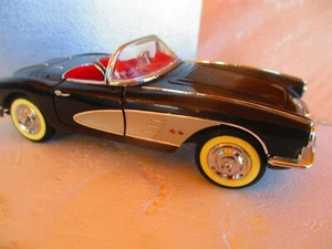 FRANKLIN MINT 1958 CORVETTE CONVERTIBLE BLACK B11TG76 1:24 '58 FM BOXED - Picture 1 of 7