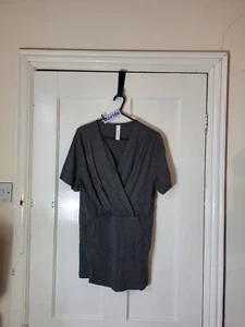 Grey Casual V-Neck Wrap Short Sleeve Nursing Maternity Blouse Large MAY586 - Picture 1 of 3