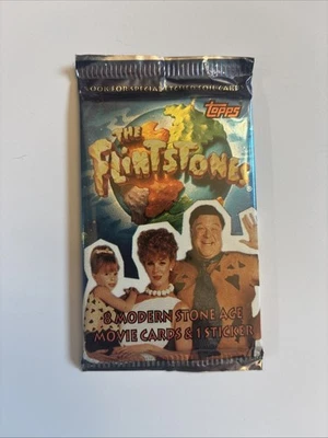 Paquete de tarjetas de película Los Picapiedra paquete de 8 tarjetas sin abrir y 1 pegatina 1993 Topps  Foto 1 de 2