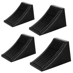 4 Pack Heavy Duty Wheel Chocks, Solid Rubber RV Wheel Chock for Trailers, Bla... - Picture 1 of 7