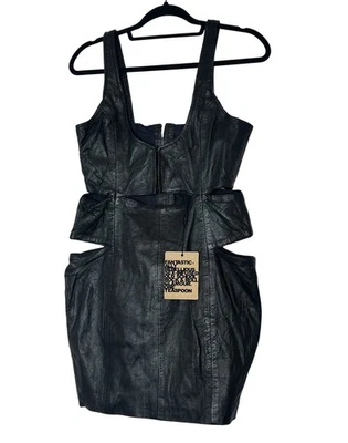 ONE TEASPOON Leather Dress Women’s Size 10 Black Motorcycle Goth Festival New - Image 1 of 4