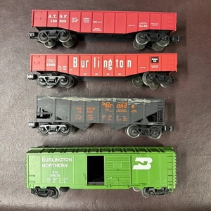Industrial Rail IDM Lot Of 4 Cars - ATSF, BN, Burlington, Rio Grande - O Gauge - Picture 1 of 9