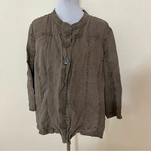 Caslon brown linen lightweight jacket women’s 22W wide plus - Picture 1 of 7