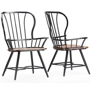 Baxton Studio Longford Windsor Dining Arm Chair in Black (Set of 2) - Picture 1 of 12