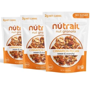 NuTrail Nut Granola Cereal, Cinnamon Pecan, No Sugar 8 Ounce (Pack of 3) - Picture 1 of 8