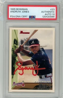Bowman #23 1995 Andruw Jones autografiado novato Atlanta Braves PSA 10 AUTO RC Foto 1 de 2
