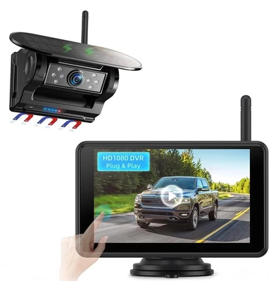 5" DVR Portable Solar Wireless Backup Camera 1080P Touch Screen Monitor Caravan - Image 1 of 4