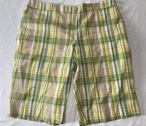 Izod XFG Cool FX Golf Stretch Shorts Women's Size 14 Green Plaid Comfort - Picture 1 of 2