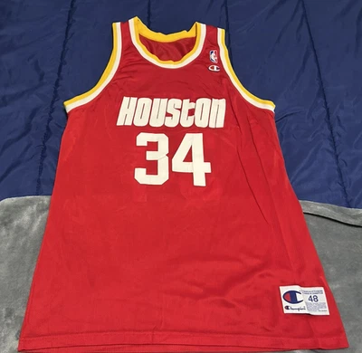 Vtg Champion AKEEM HAKEEM OLAJUWON #34 Rockets Jersey Says sz 48, Measures 44 L - Image 1 of 4