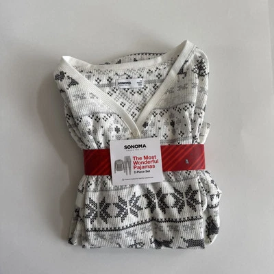 Conjunto de 2 pijamas para mujer Sonoma The Most Wonderful copo de nieve negro blanco - M Foto 1 de 4