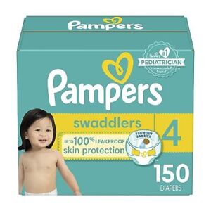 Pampers Swaddlers Diapers - Size 4, One Month 150 Count