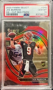 2020 Select Joe Burrow Field Level Red Die-Cut Prizm Rookie RC #346 PSA 10 NFL - Picture 1 of 1