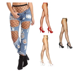 New Womens Ladies Whale Diamond Fishnet Tights , Black ,Red,White ,Sizes S-XL - Picture 1 of 5