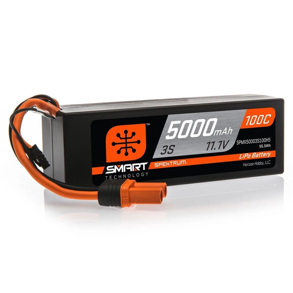 Spektrum 11.1V 5000mAh 3S 100C Smart LiPo Hardcase IC5 - SPMX50003S100H5 - Image 1 of 1