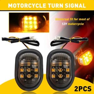 Motorcycle Flush Mount LED Turn Signals Indicator Blinker Amber Light Universal
