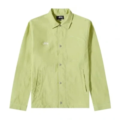 Stussy Men’s Oversized Folsom Coach Jacket - in Lime Large Water-Resistant - Image 1 of 4