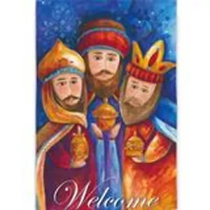 **OFFENE FLAGGE** Welcome Wise Men 13S2594 Evergreen Wildleder Haus Flagge 28" x 44" - Bild 1 von 1