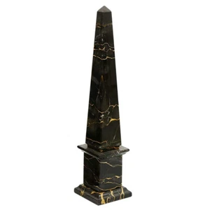 Obelisco Classico in Marmo Nero Portoro Scultura da Tavolo H 40CM - Picture 1 of 4