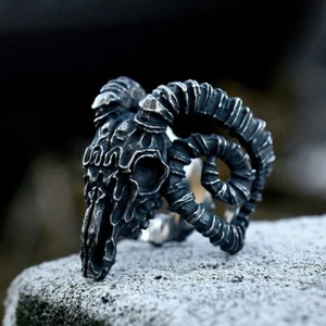 Anillo Ram Cabeza de Cabra Calavera Gótico Acero Inoxidable Vikingo Gótico Punk Joyería - Imagen 1 de 7