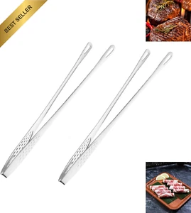 2 Pcs Multifunctional Stainless Steel Food Tongs, Barbecue, Cooking Tongs - Picture 1 of 12
