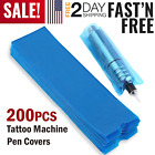 200pcs Tattoo Machine Pen Covers Disposable Sleeves Plastic Pen Type Bags Blue