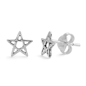 7mm Tiny Star Studs 925 Sterling Silver Stud Push Back Earrings - Picture 1 of 4