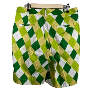 Loudmouth Golf Shorts Men's size 36 Argyle Green Yellow White - Picture 1 of 5