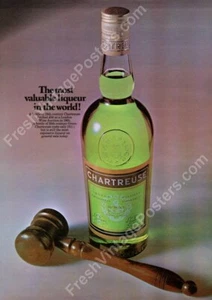 1960s Chartreuse liqueur green bottle photo vintage print ad NEW poster 18x24 - Picture 1 of 1
