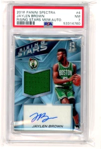 2016 Panini Spectra Basketball Rookie Relic Autograph #4 Jaylen Brown /199 PSA 7 - Picture 1 of 2